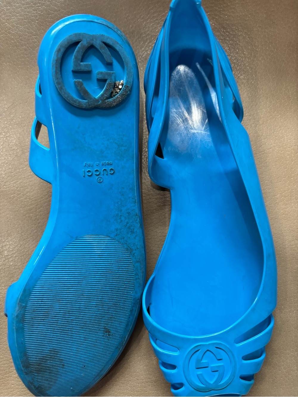 Gucci authentic Turquoise Jelly Flat Sandal for beach size 36 size 6 - Picture 4 of 10